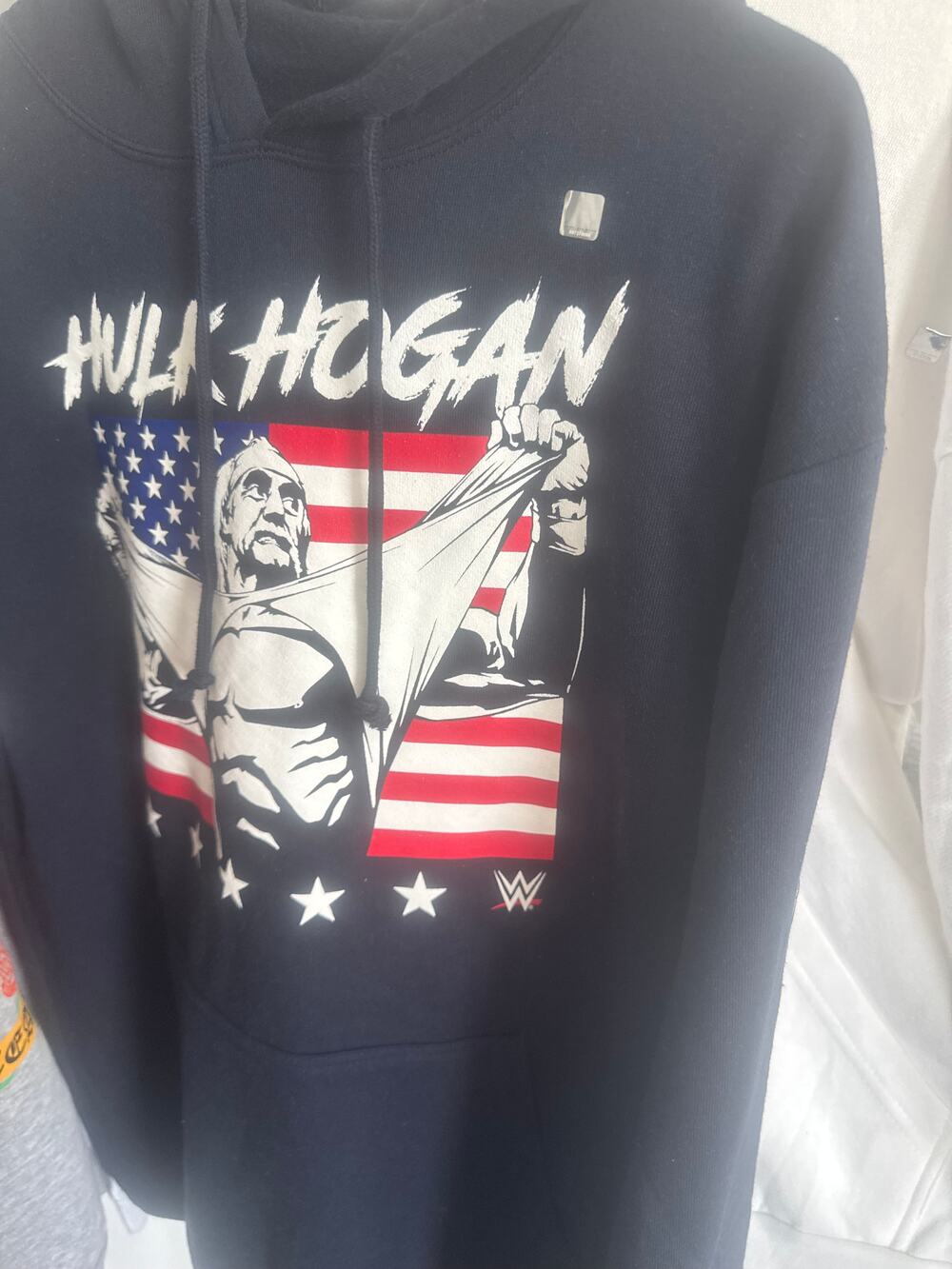 Black WWE Hulk Hogan graphic pullover hoodie